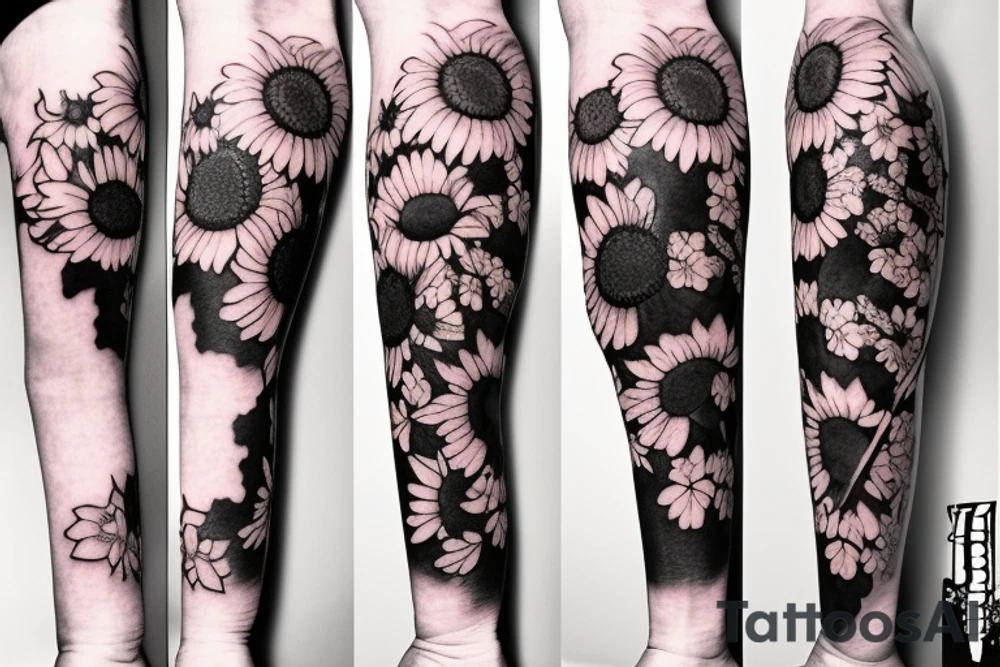 Flowers cherry blossom, sewing machine, sunflower tattoo idea Flowers cherry blossom, sewing machine, sunflower tattoo idea
