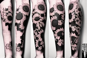 Flowers cherry blossom, sewing machine, sunflower tattoo idea