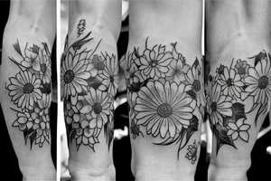 Flowers cherry blossom, sewing machine, sunflower tattoo idea