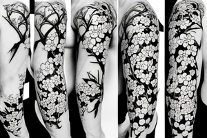 Flowers cherry blossom and sewing machine tattoo idea