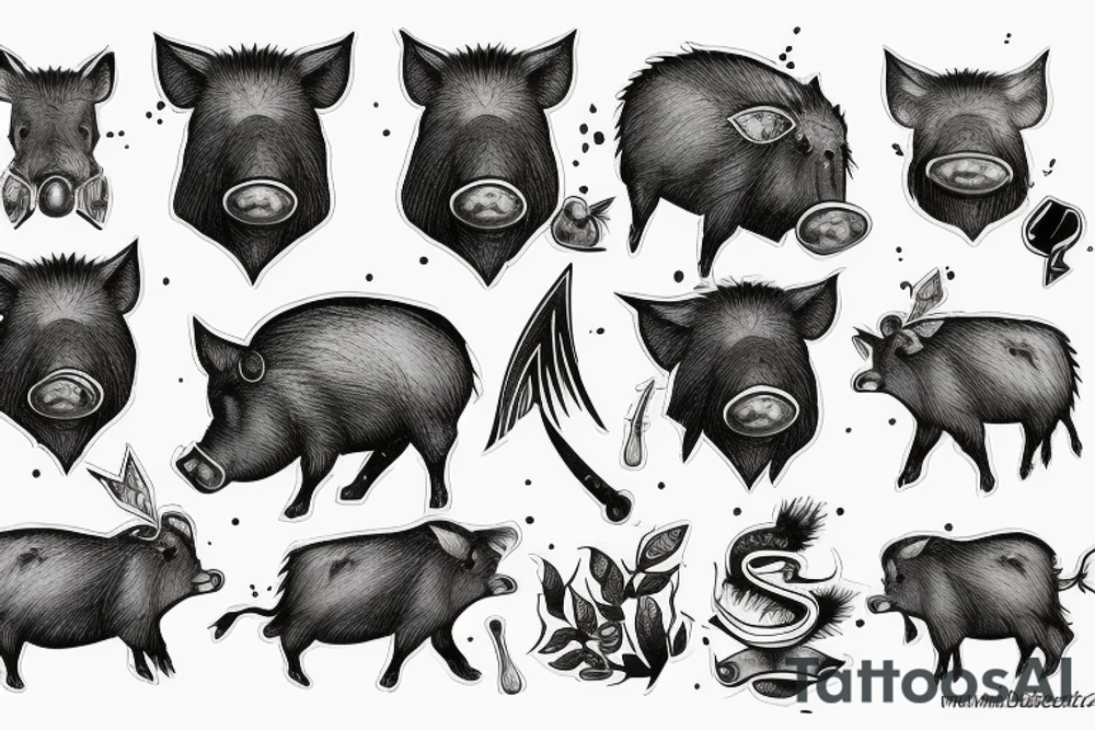 boar with axe tattoo idea