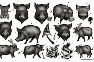 boar with axe tattoo idea