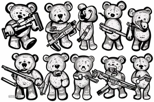 teddy bear with a gun and money in his hands tattoo idea