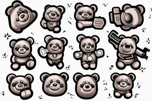 teddy bear with a gun and money in his hands tattoo idea