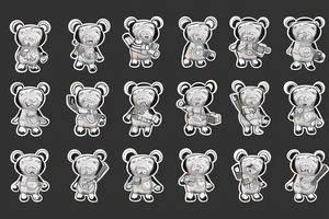 teddy bear with a gun and money in his hands tattoo idea