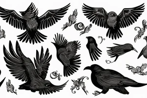 black crow with offspring tattoo idea