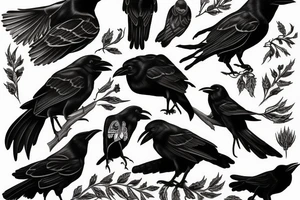 black crow with offspring tattoo idea