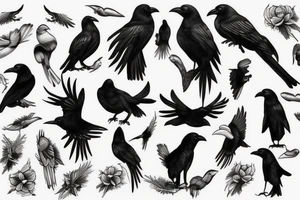 detailed black crow tattoo idea