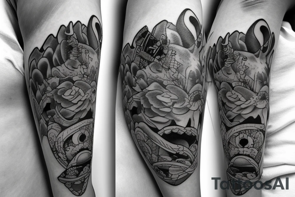 Rhinoceros Japanese style tattoo idea