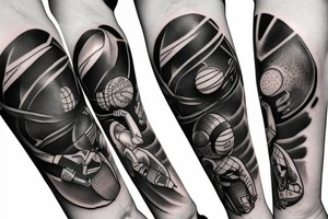 flying Robot Play basketball in space tattoo idea