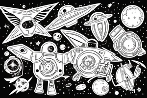 flying Robot in space tattoo idea