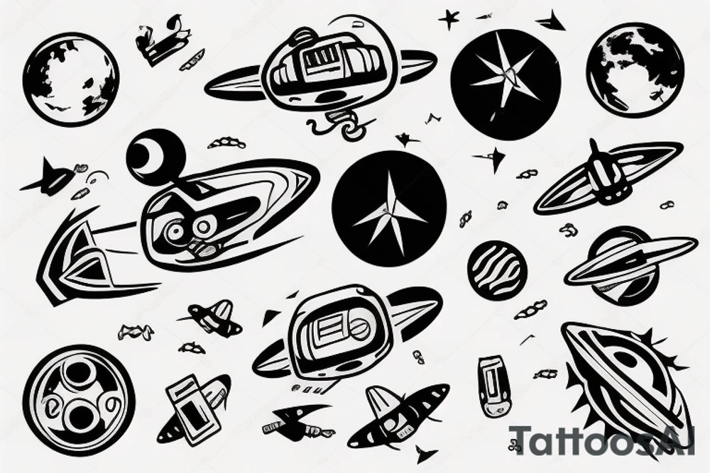 flying Robot in space tattoo idea