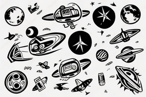 flying Robot in space tattoo idea