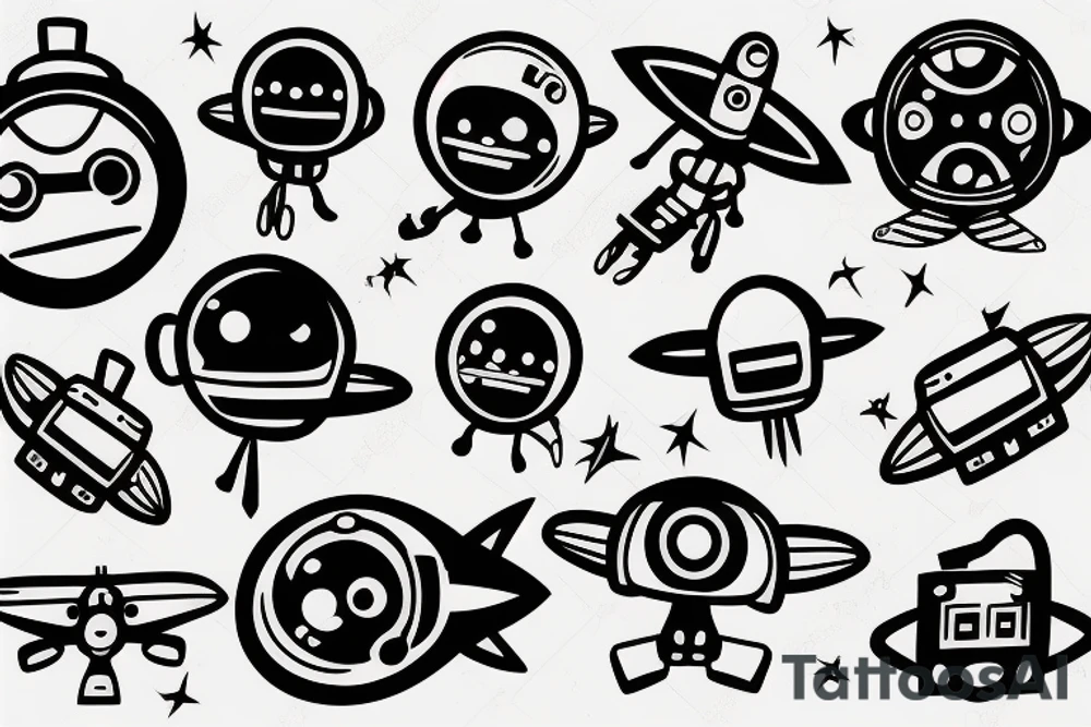 flying Robot in space tattoo idea