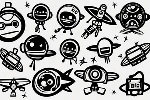 flying Robot in space tattoo idea