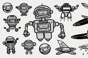 flying Robot in space tattoo idea