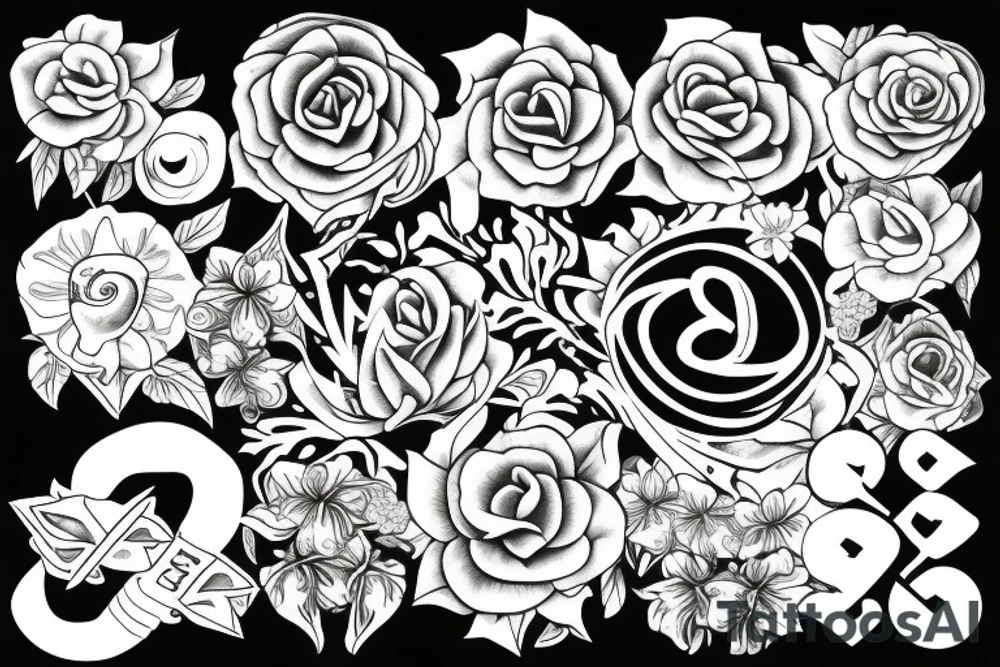 Infinite symbol with flowers and the name Franco tattoo idea