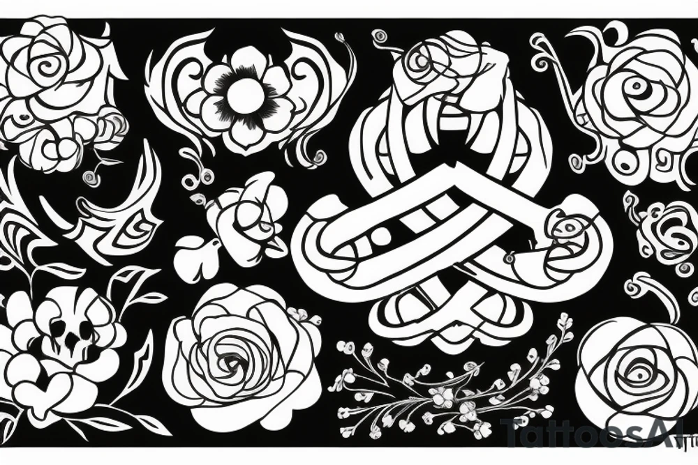 Infinite symbol with flowers and the name Franco tattoo idea