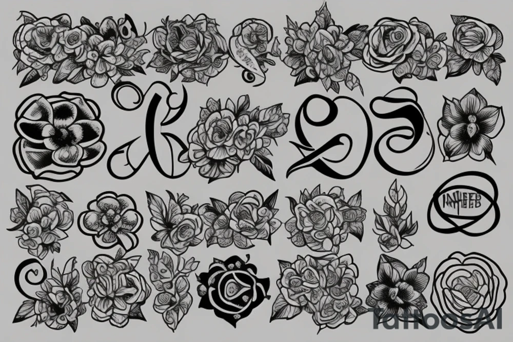 Infinite symbol with flowers and the name Franco tattoo idea