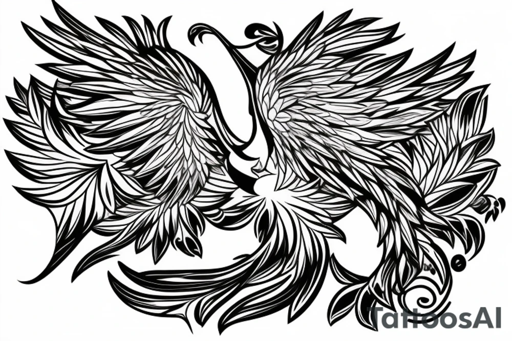 Phoenix bird covered with flowers tattoo idea