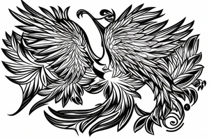 Phoenix bird covered with flowers tattoo idea