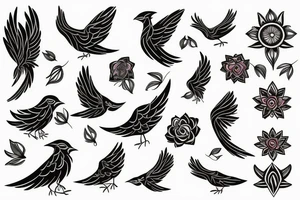 Phoenix bird with flower body tattoo idea