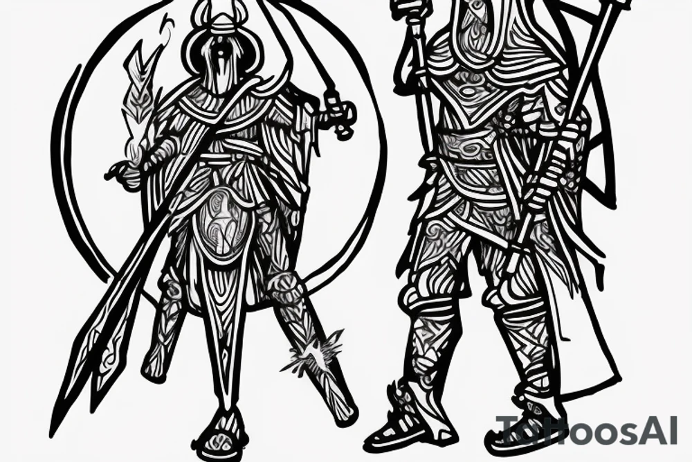 divine warrior wizard hood epic god mercury thoth upper body tattoo idea