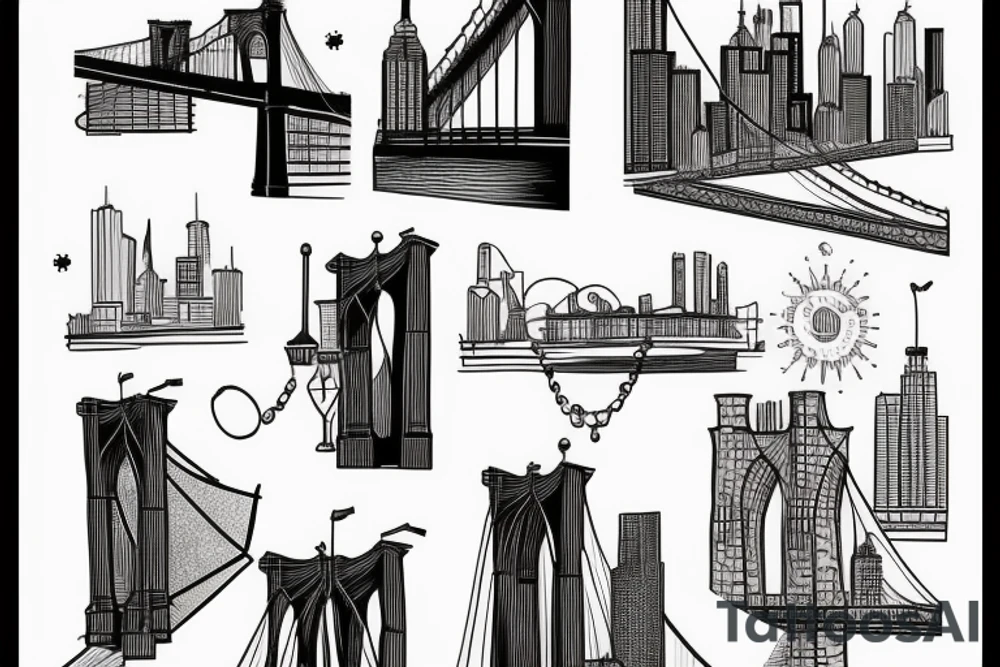 Brooklyn bridge sketch tattoo idea
