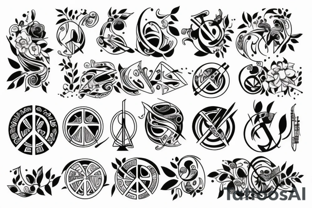 Music and peace and nature tattoo idea