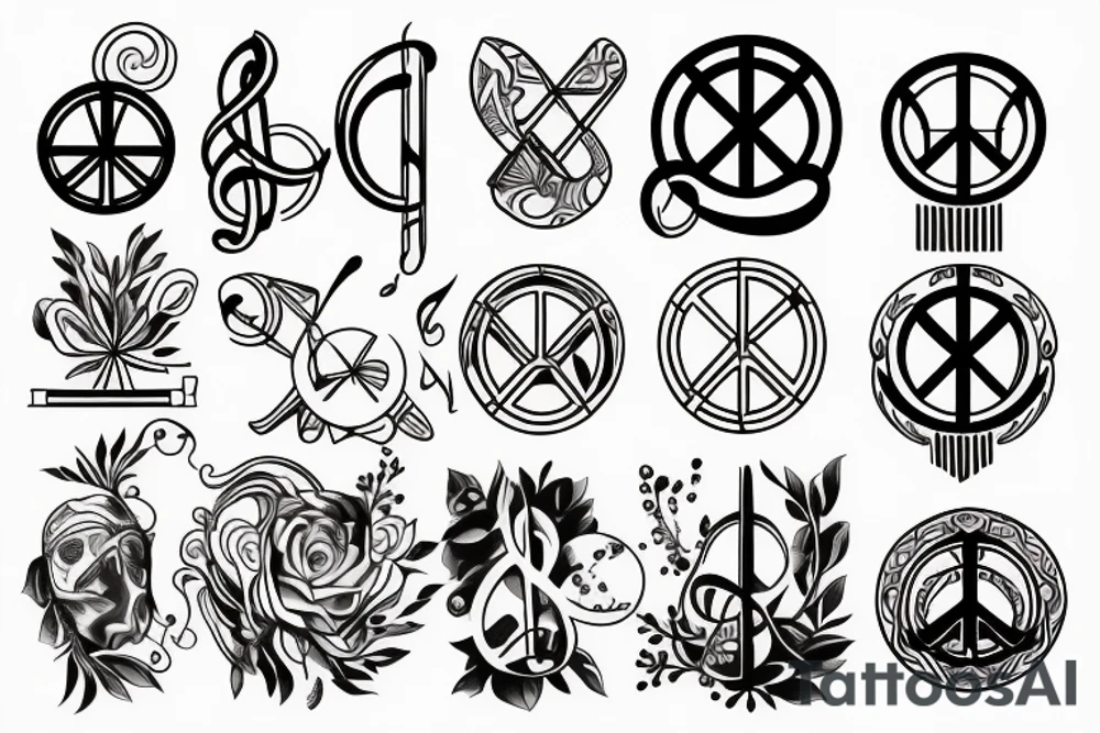 Music and peace and nature tattoo idea