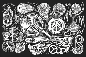 Music and peace and nature percussion instruments tattoo idea