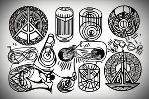 Music and peace and nature percussion instruments tattoo idea