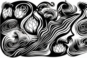 Wave whit sunset tattoo idea