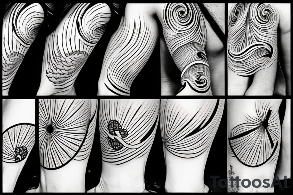 Wave whit sunset tattoo idea