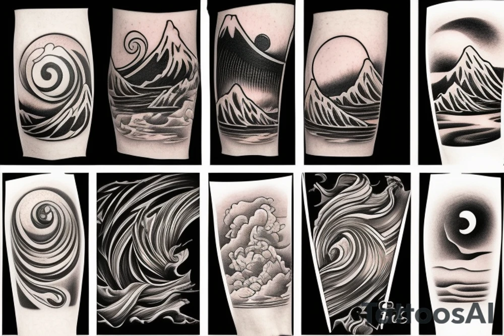 Wave whit sunset tattoo idea