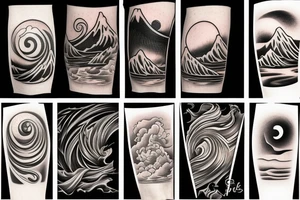 Wave whit sunset tattoo idea