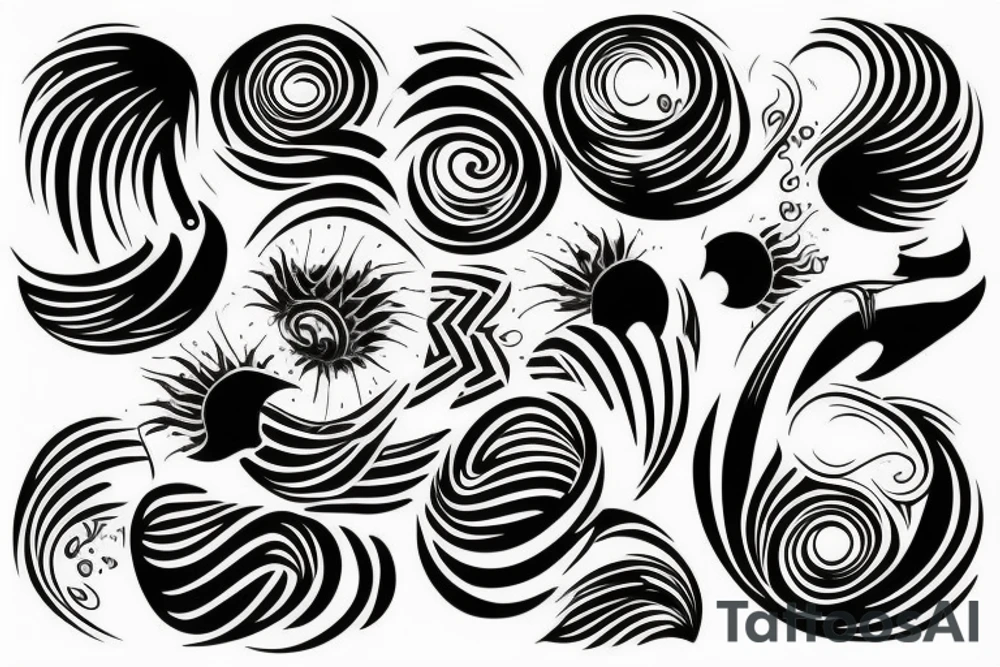 Wave with sunset tattoo idea