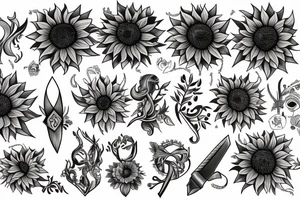 A dagger with sunflower tattoo idea