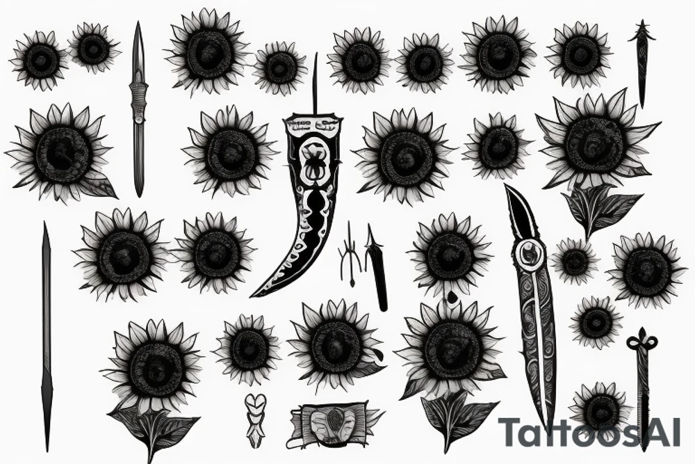 A dagger with sunflower tattoo idea