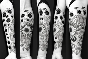 A dagger with sunflower's around it tattoo idea