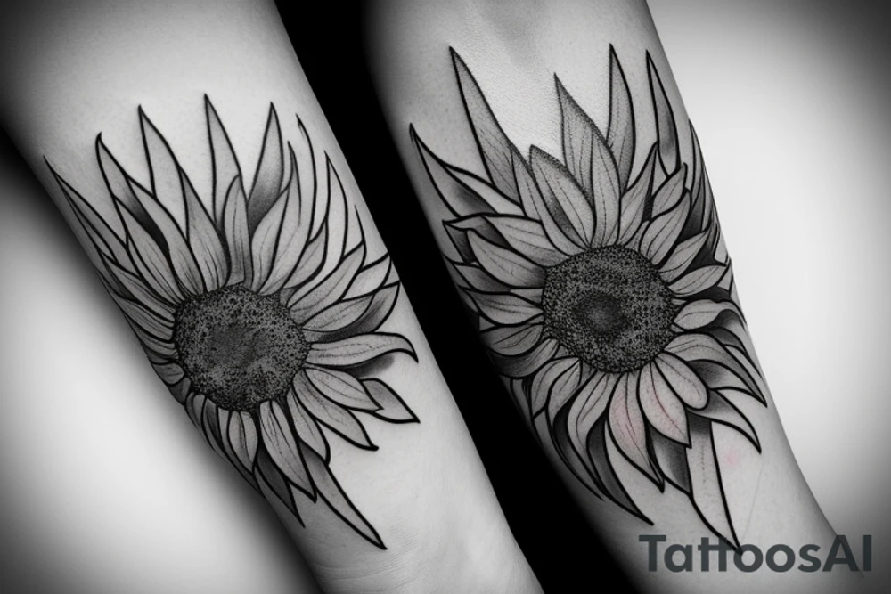 A dagger with sunflower's around it tattoo idea