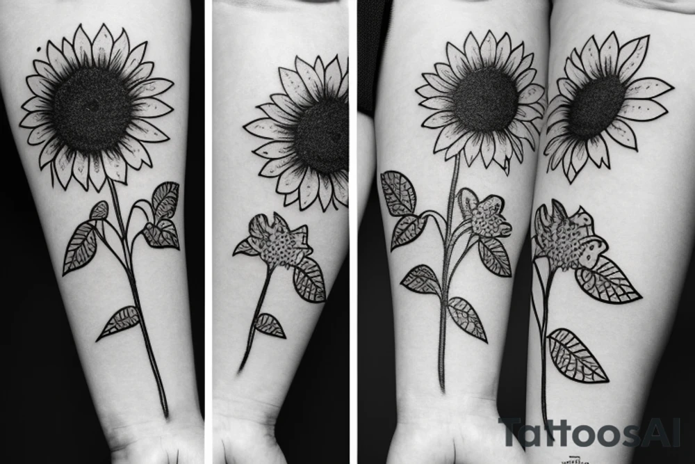A dagger with sunflower's tattoo idea