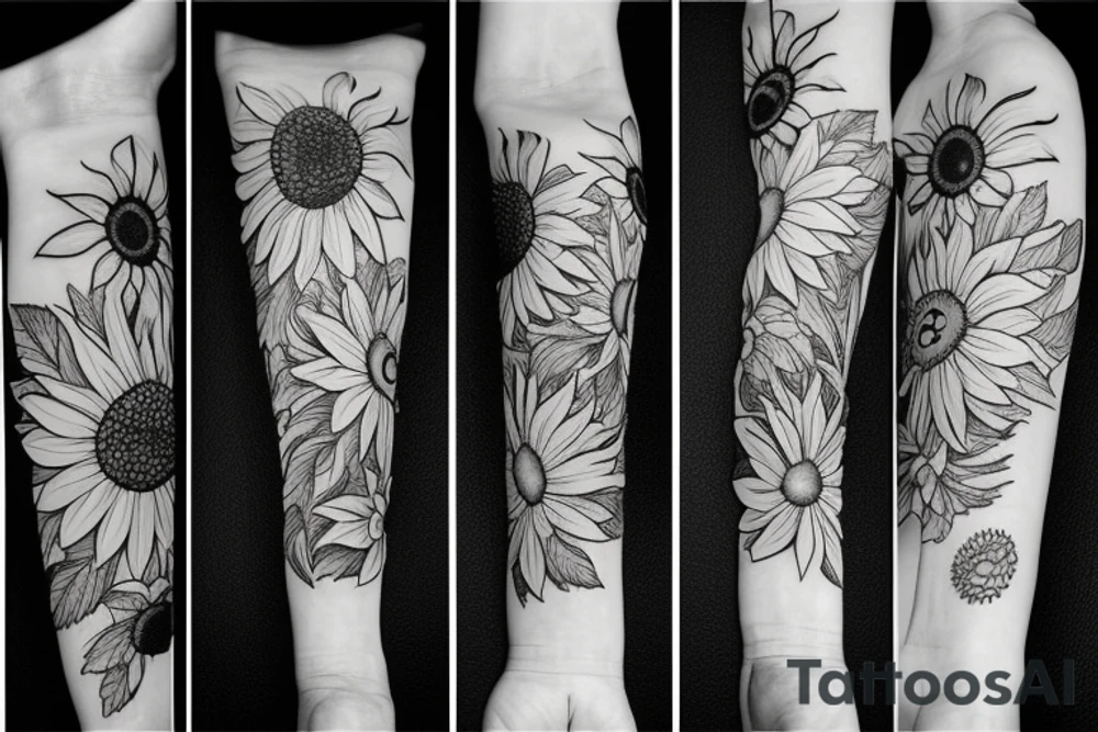 A dagger with sunflower's tattoo idea