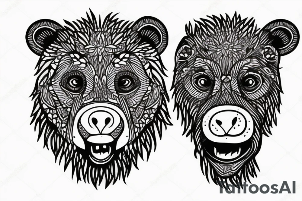 a grow of a bear face tattoo idea