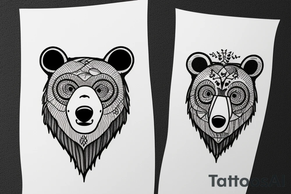 a grow of a bear face tattoo idea