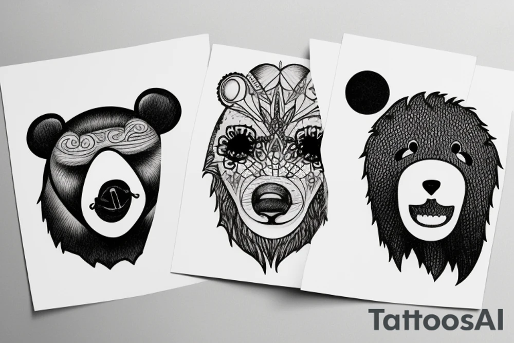 a grow of a bear face tattoo idea