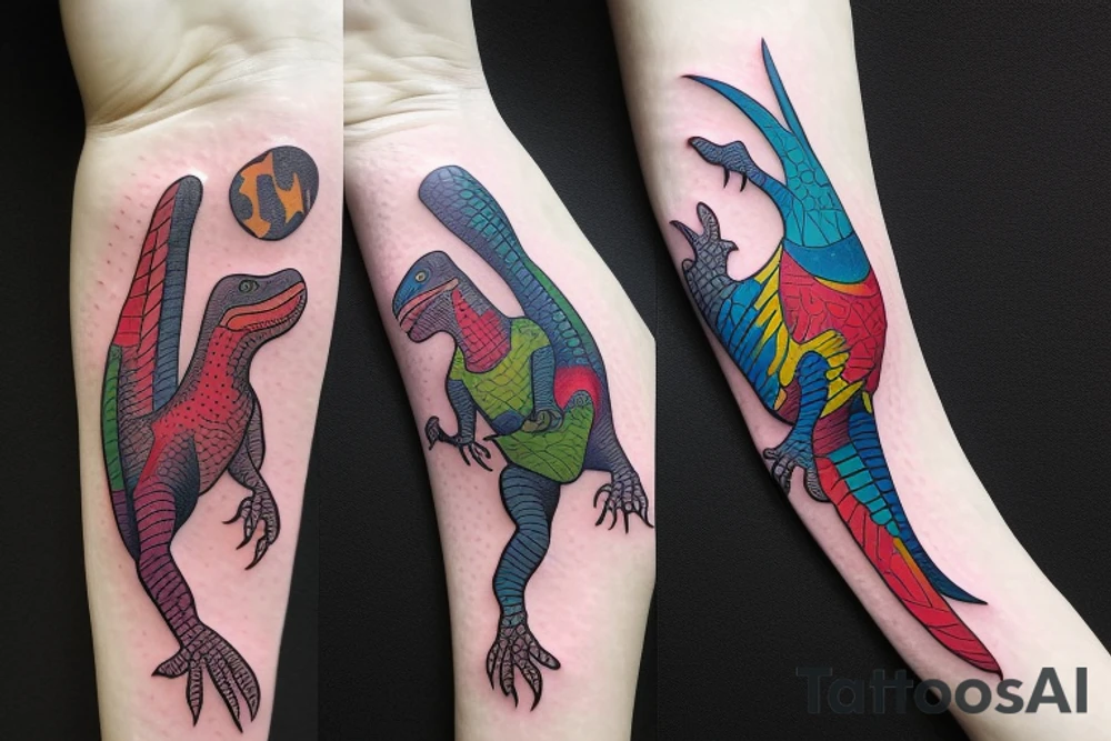 Raptor dinosaur tattoo idea