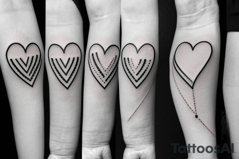 7 hearts in a row tattoo idea