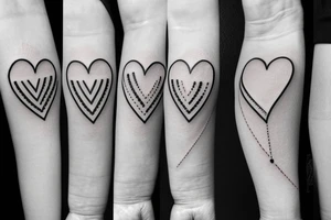 7 hearts in a row tattoo idea