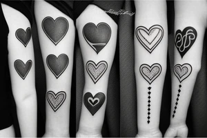7 hearts in a row tattoo idea